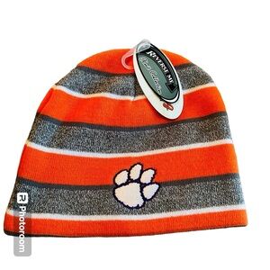 NWT Clemson Orange White Gray Football Reversible Winter Knit Hat Cap OS